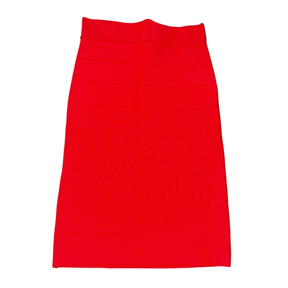BCBGMAXAZRIA Red Alexa‎ Bandage Bodycon Midi Skirt XS Sexy Classic Pinup Y2K Hot